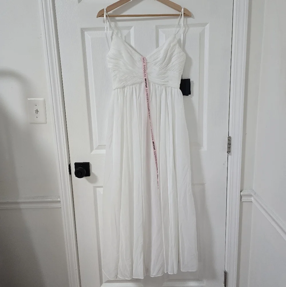 Ieena Mac Duggal White Faux Wrap Sleeveless Flowy Midi Dress New Size XS - Picture 4 of 9